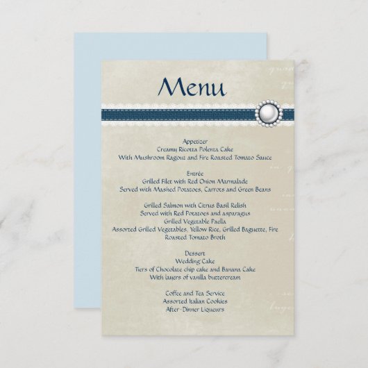 Denim Hochzeitsmenü Einladung (Vorne/Hinten)