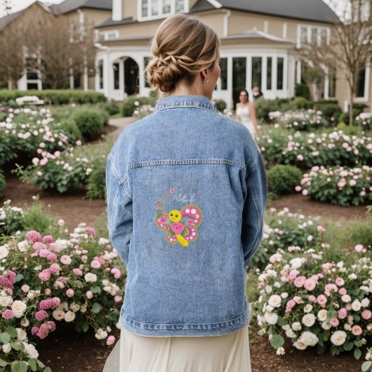 Denim Jacket Blue Butterfly Floral Jeansjacke (Hochzeit Rückseite)