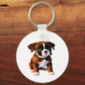 Denim Jacket Boxer Dog Schlüsselanhänger (Rückseite)
