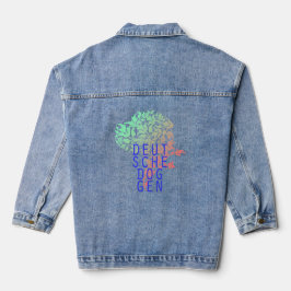 Denim Jacket Great Dane Illustration Floral Jeansjacke