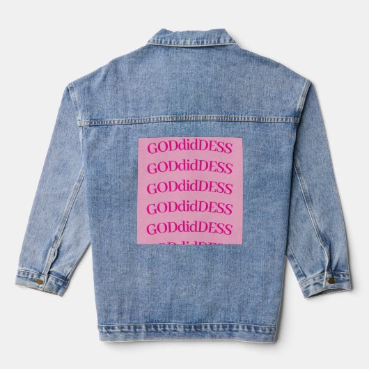 Denim Jacket mit rosa GODdidDESS-Briefe Jeansjacke (Rückseite)