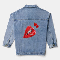 Denim Jacket mit roten Lippen