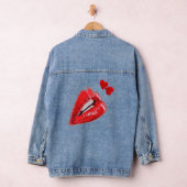 Denim Jacket mit roten Lippen Jeansjacke (Hangar)