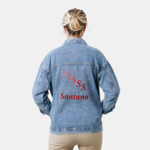 Denim Jacket - Name und gesteppte Buchstaben in Ro Jeansjacke