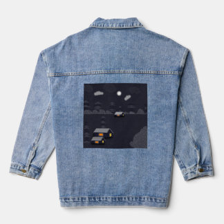 Denim Jacket - Sketch einer schneebedeckten Nacht Jeansjacke