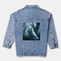 Denim Jacket weiße Katze auf der Rückseite