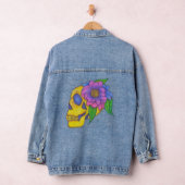 Denim Jacket With Abstract Skull and Flower Art Jeansjacke (Hangar)