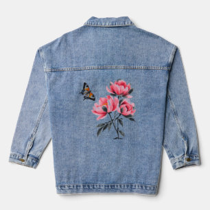 Denim, Jean Jacket, Pink Peony, Butterfly Jeansjacke
