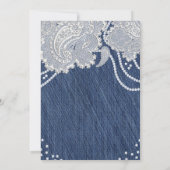 Denim Jean Pearls & White Paisley Lace Wedding Einladung (Rückseite)