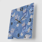 Denim Jean pockets,Kittens and Lace Quadratische Wanduhr (Winkel)