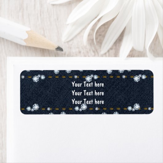 Denim Jean Stitched & Diamonds Address Labels (Insitu)