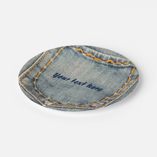 Denim Jean Stitched Pocket Custom Party Teller (Schrägansicht)