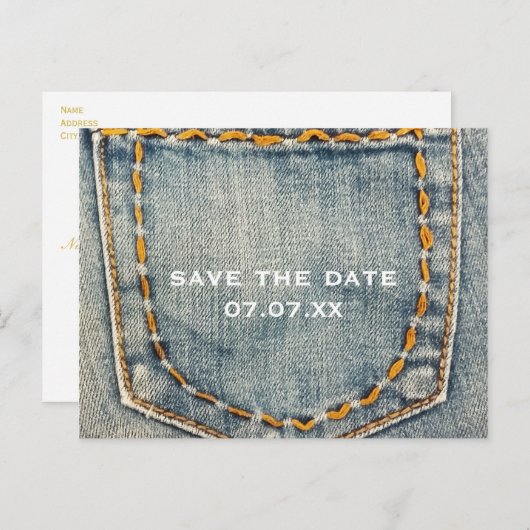 Denim Jean Stitched Pocket Custom Postcard Ankündigungspostkarte (Vorne/Hinten)