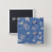 Denim Jean-Taschen, Kätzchen und Spitzen Button (Vorne & Hinten)