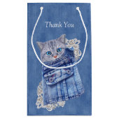 Denim Jean-Taschen, Kätzchen und Spitzen Kleine Geschenktüte (Rückseite)