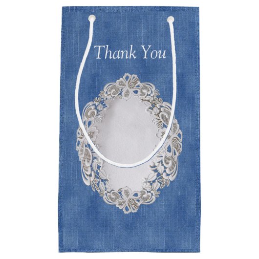 Denim Jean Taschen und Spitzen Kleine Geschenktüte (Vorderseite)