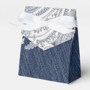 Denim Jean- und weißer Spitzen-eleganter Brauthoch Geschenkschachtel