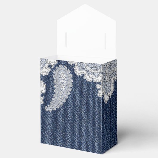 Denim Jean & White Lace Elegant Bridal Wedding Geschenkschachtel (Geöffnet)