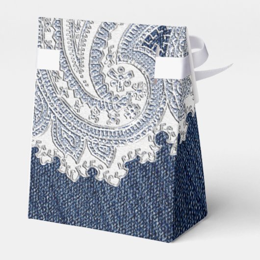 Denim Jean & White Lace Elegant Bridal Wedding Geschenkschachtel (Rückseite)