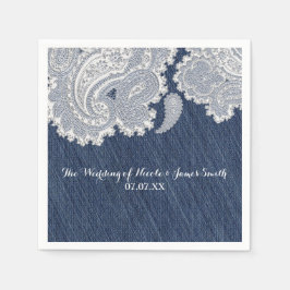 Denim Jean & White Lace Elegant Bridal Wedding Serviette