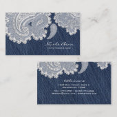 Denim Jean & White Lace Elegant Wedding Visitenkarte (Vorne/Hinten)