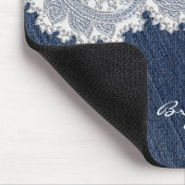 Denim Jean & White Lace Elegante Mouse Pad Mousepad (Ecke)