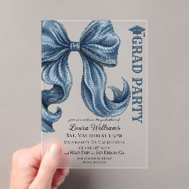 Denim Jeans Bow Graduation Acryleinladungen