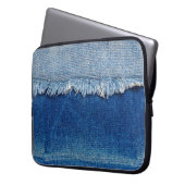 Denim Jeans Hintergrund. Denim-Rippstoff mit b Laptopschutzhülle (Vorderseite Links)