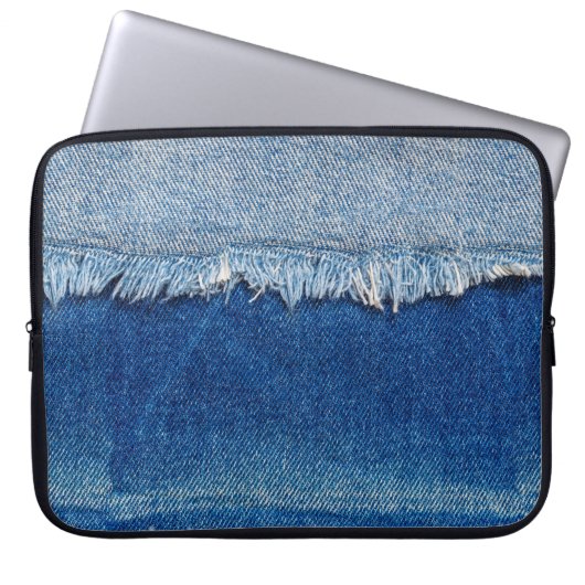 Denim Jeans Hintergrund. Denim-Rippstoff mit b Laptopschutzhülle (Vorderseite)