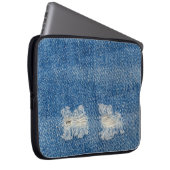 Denim Jeans Nah-up Textur gerissen. Laptopschutzhülle (Vorne Rechts)