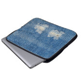 Denim Jeans Nah-up Textur gerissen. Laptopschutzhülle (Vorne Knopf)