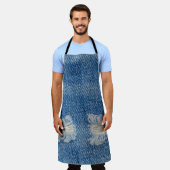 Denim Jeans Nah-up Textur gerissen. Schürze (Getragen)