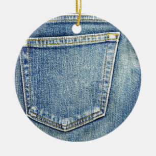 Denim Jeans Pocket Blue Stoff Mode reich Keramikornament