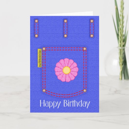 Denim Jeans Pocket Happy Birthday Card Karte (Vorderseite)