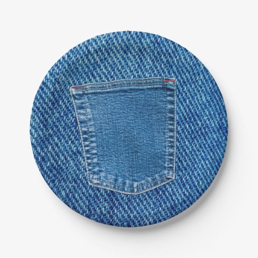 Denim Jeans Pocket Western Country Wedding Party Pappteller (Vorderseite)