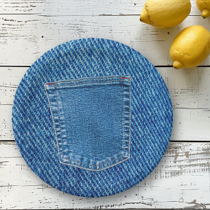 Denim Jeans Pocket Western Country Wedding Party Pappteller