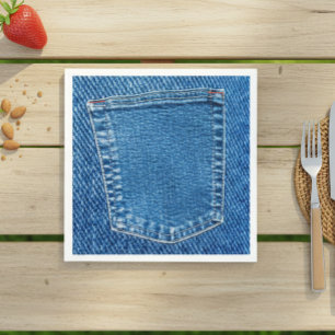 Denim Jeans Pocket Western Country Wedding Party Serviette