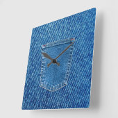 Denim Jeans Pocket Western Wall Clock Quadratische Wanduhr (Winkel)