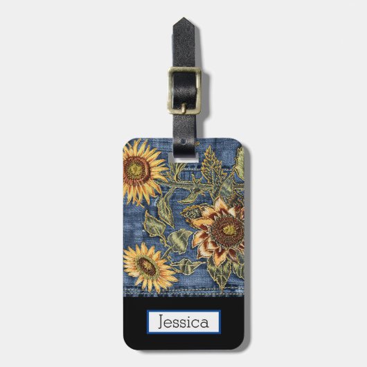 Denim Jeans Sunflower Gepäckanhänger (Vorderseite vertikal)