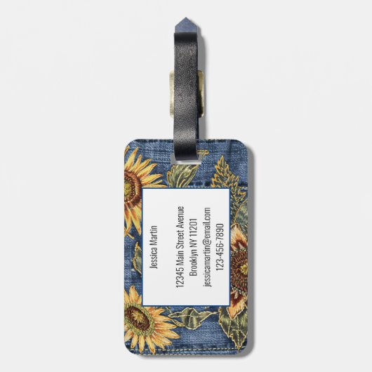 Denim Jeans Sunflower Gepäckanhänger (Rückseite vertikal)