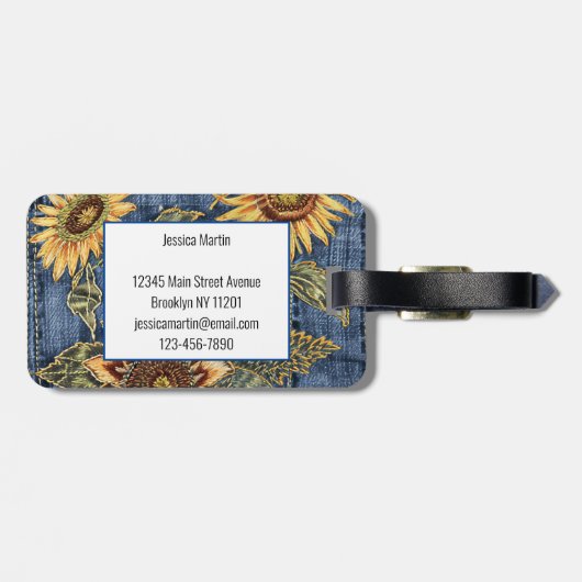 Denim Jeans Sunflower Gepäckanhänger (Rückseite horizontal)