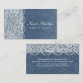 Denim & Lace Chic Elegante Business Card Visitenkarte (Vorne/Hinten)