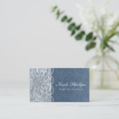 Denim & Lace Chic Elegante Business Card Visitenkarte (Stehend Vorderseite)