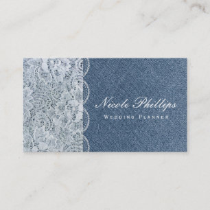 Denim & Lace Chic Elegante Klassische Visitenkarte