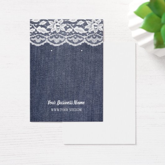 Denim Lace Custom Earring Card (Schreibtisch)