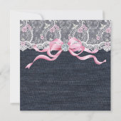 Denim Lace Diamond Bow Babydusche Einladung (Rückseite)