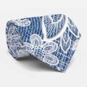 Denim Lace Floral Fashion Krawatte (Gerollt)
