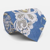 Denim Lace - Ivory Pearls Repeat Clutch Krawatte (Gerollt)