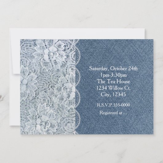 Denim & Lace Rustic Brautparty Party Einladung (Rückseite)