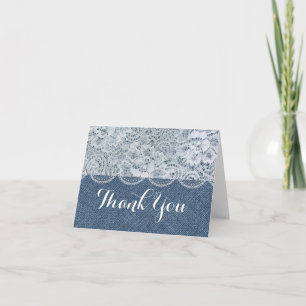 Denim & Lace Rustic Dankeskarte zum Falten